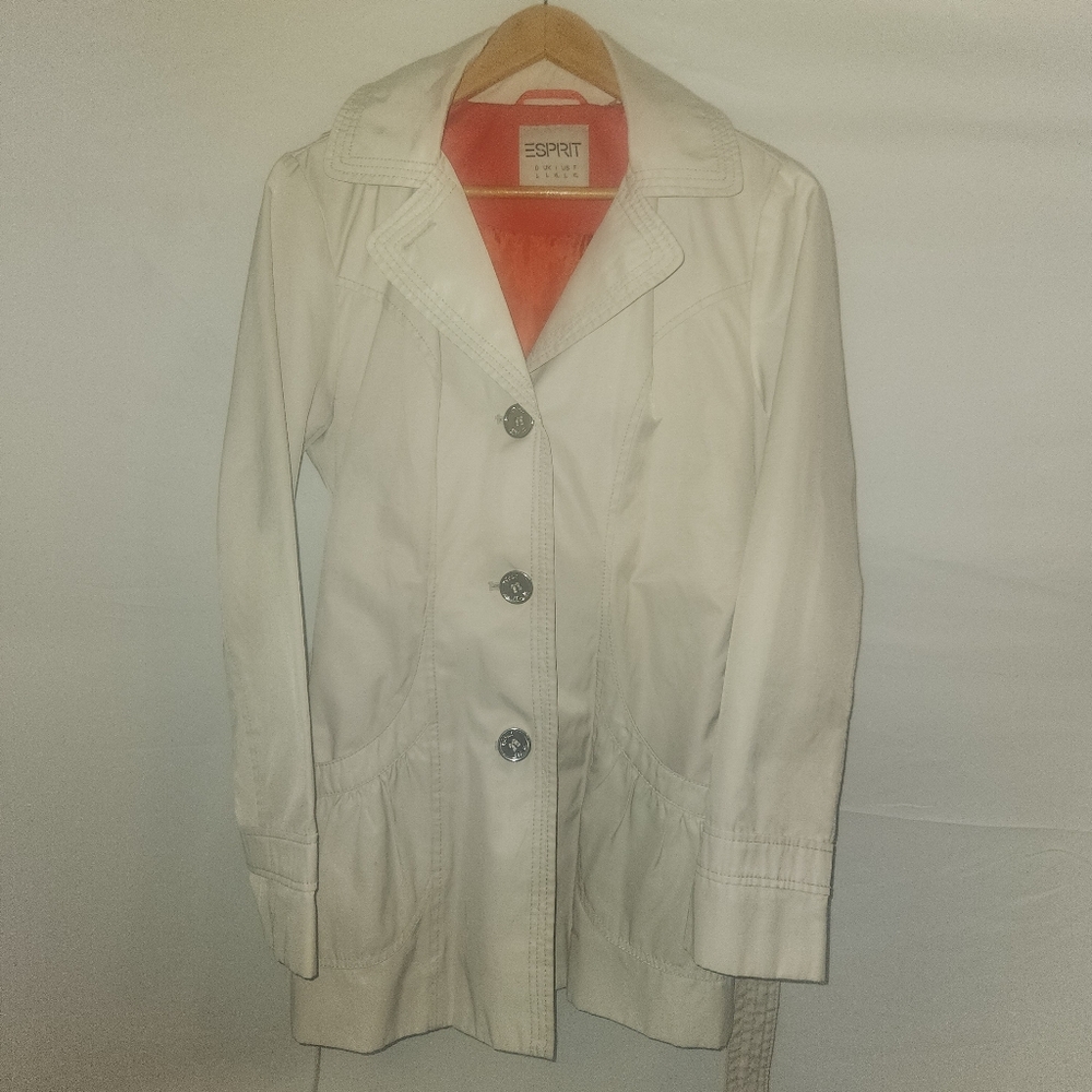 Esprit Cream and Orange - Light Trench Coat Women's Sz Large